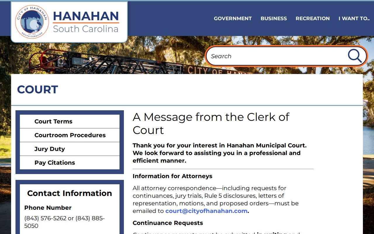 Hanahan warrant records and written continuance, payment, and license instructions